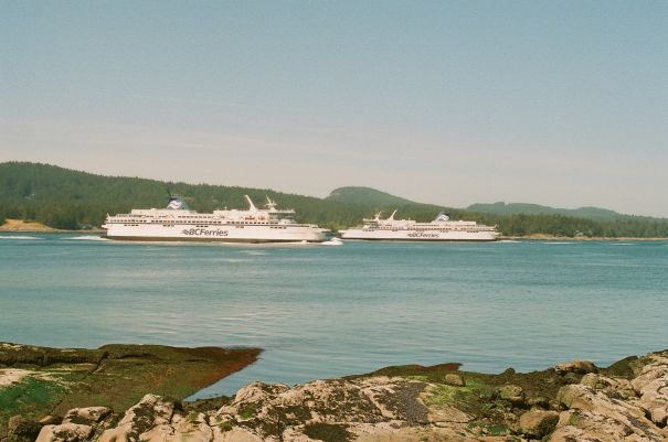 two ferry boats kissing