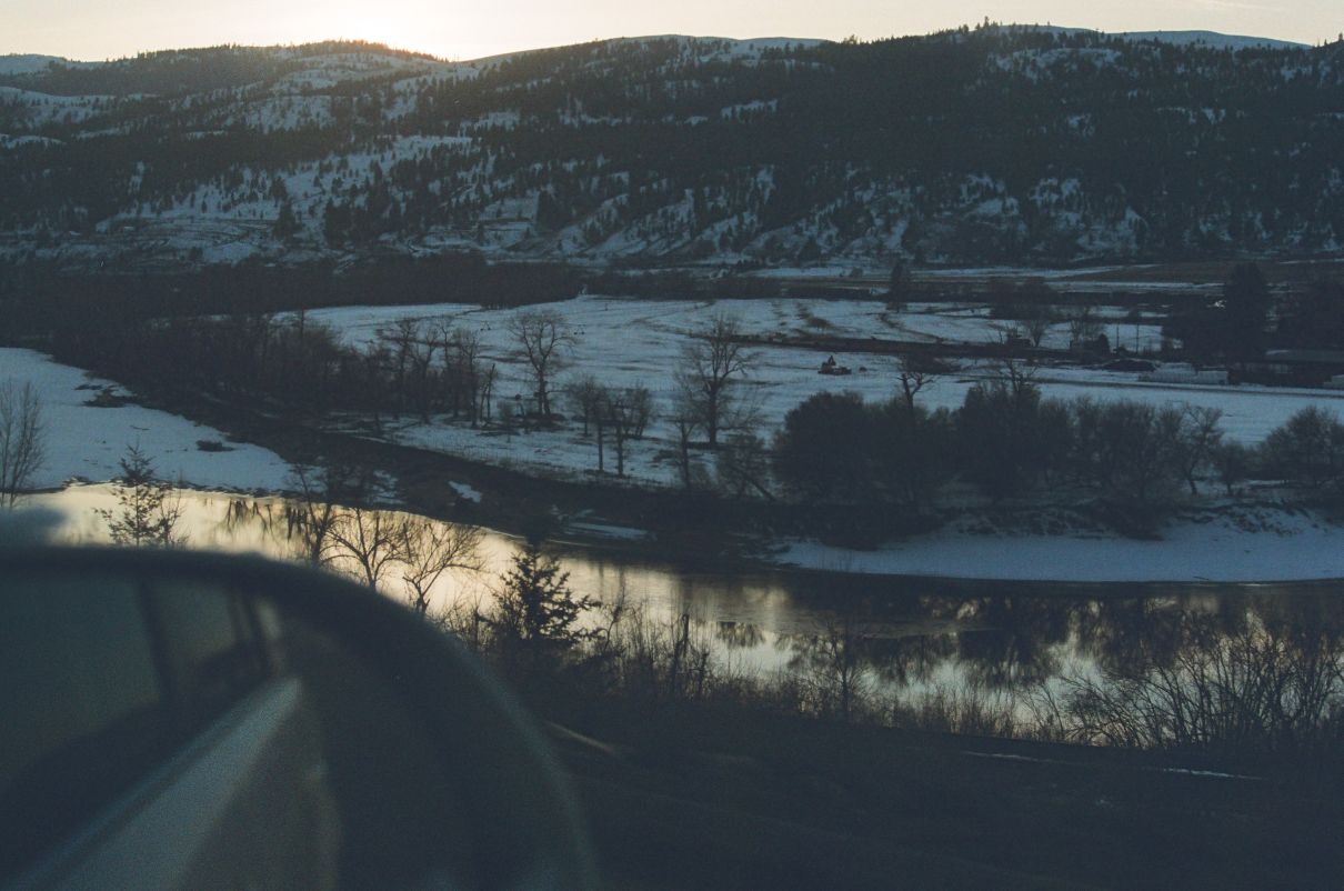 river valley at dusk