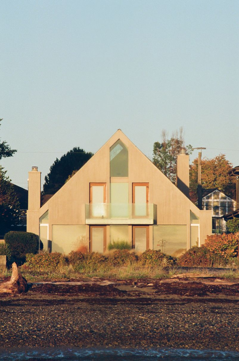 front of house with pyramidal architecture